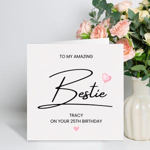 Carte personnalisée poème d'anniversaire Bestie - cadeau amitié unique pour elle - souvenir fait main personnalisé