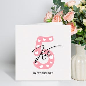 Carte 5e anniversaire fille, carte 5e anniversaire petite-fille, fille, 5e anniversaire nièce, cadeau 5e anniversaire fille, filleule