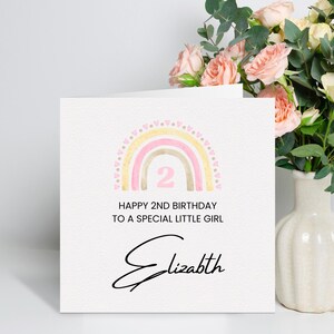 Tochter 2.Geburtstagskarte, personalisierte 2.Geburtstagskarte für Mädchen, süßes zweites Geburtstagsgeschenk für kleines Mädchen, Nichte, 2.Geburtstagsgeschenk