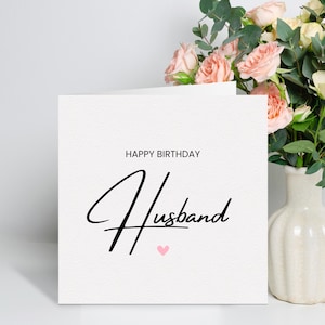 Carte de joyeux anniversaire mari - carte d'anniversaire personnalisée pour lui - voeux personnalisable avec option de message imprimé - faite main au Royaume-Uni
