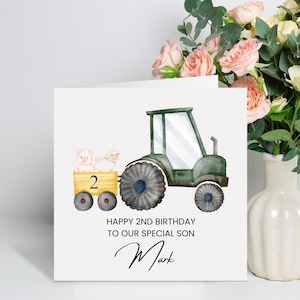 Carte personnalisée de 2e anniversaire pour fils, carte de 2e anniversaire de garçon, deuxième cadeau d'anniversaire animal pour petit garçon, cadeau de 2e anniversaire, neveu