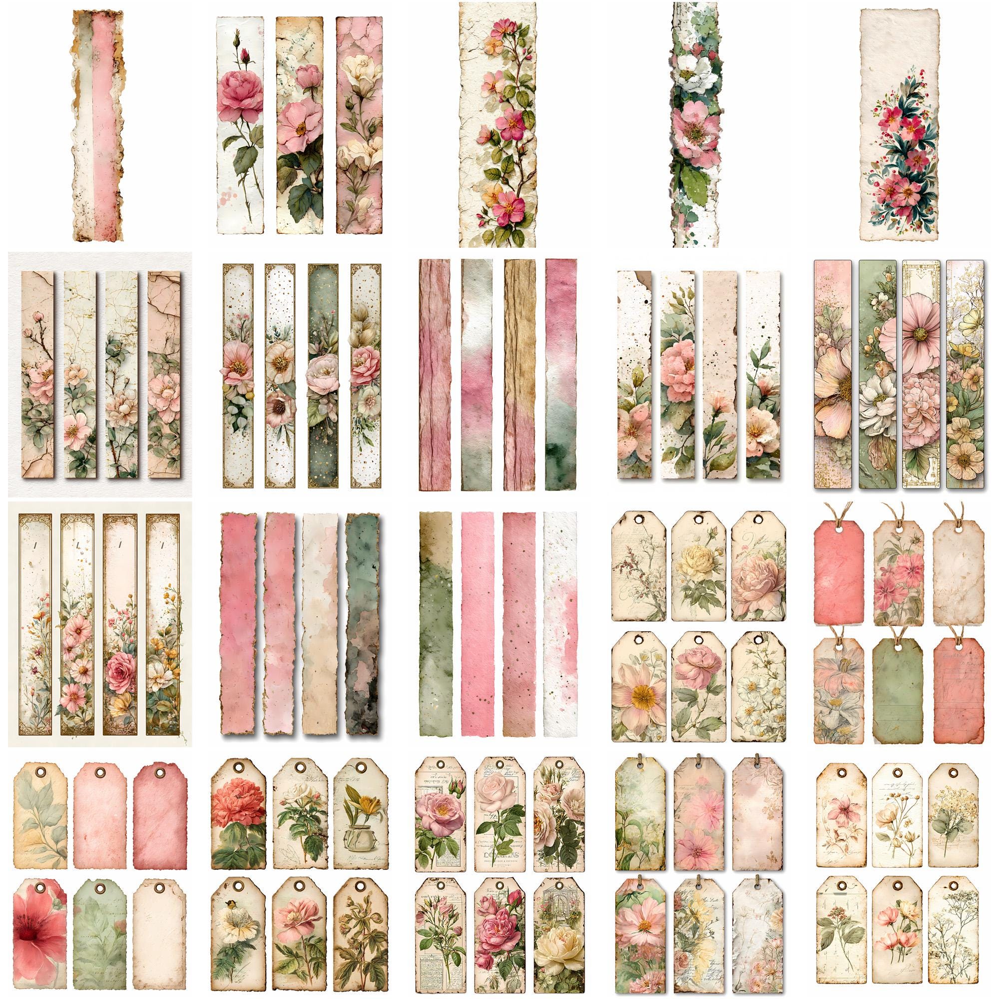 Pink Rose Junk Journal Ephemera Kit, Fussy Cut Pages, Card and Tags ...