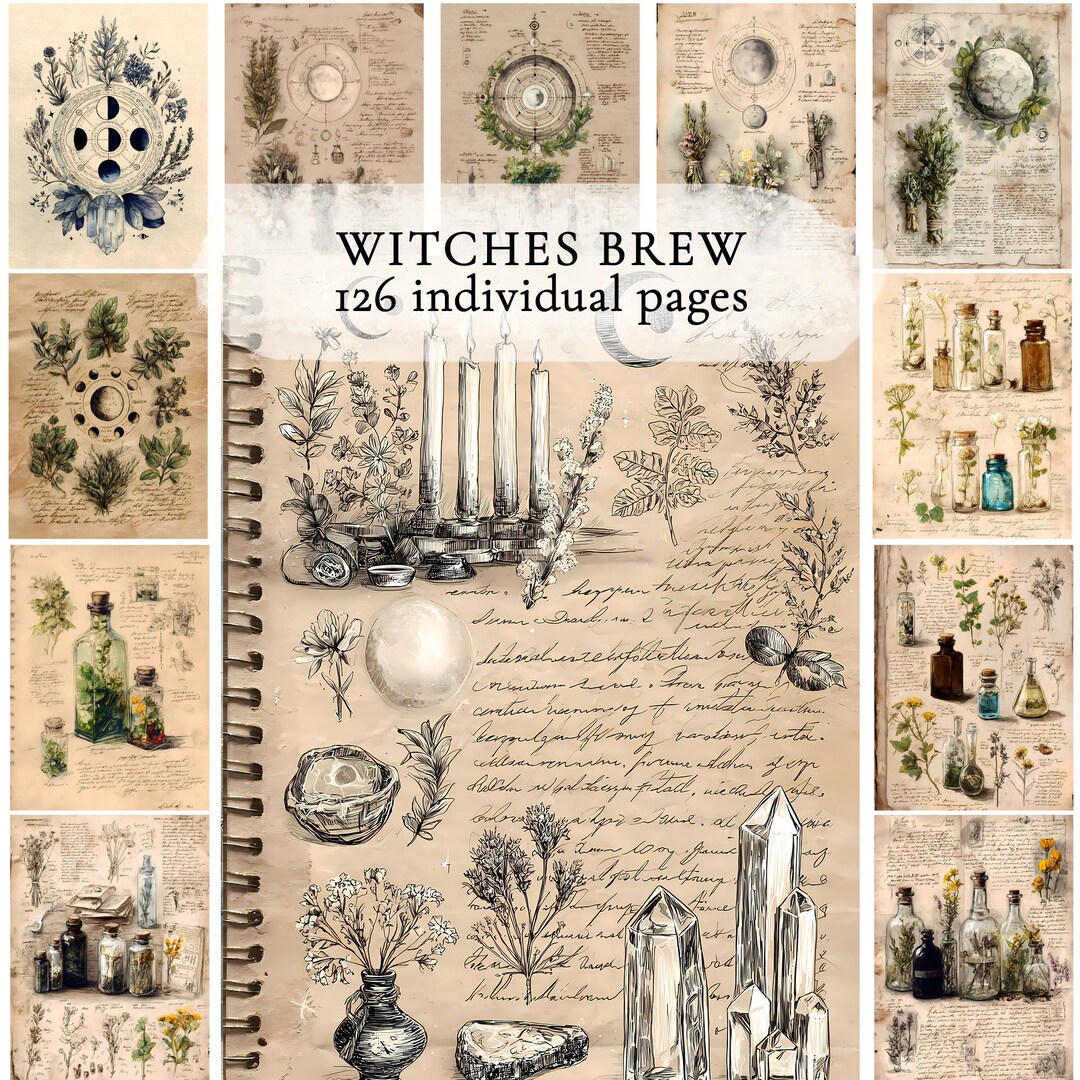 Witchcraft Junk Journal Pages, Apothecary Ephemera Kit, Grimoire ...