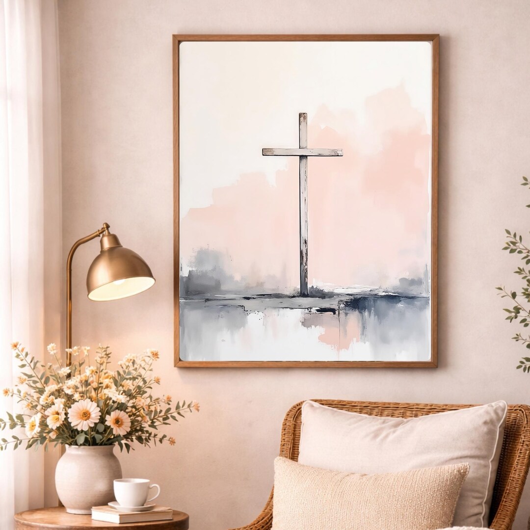 Christian Cross Wall Art Printable | Minimalist Cross Painting ...