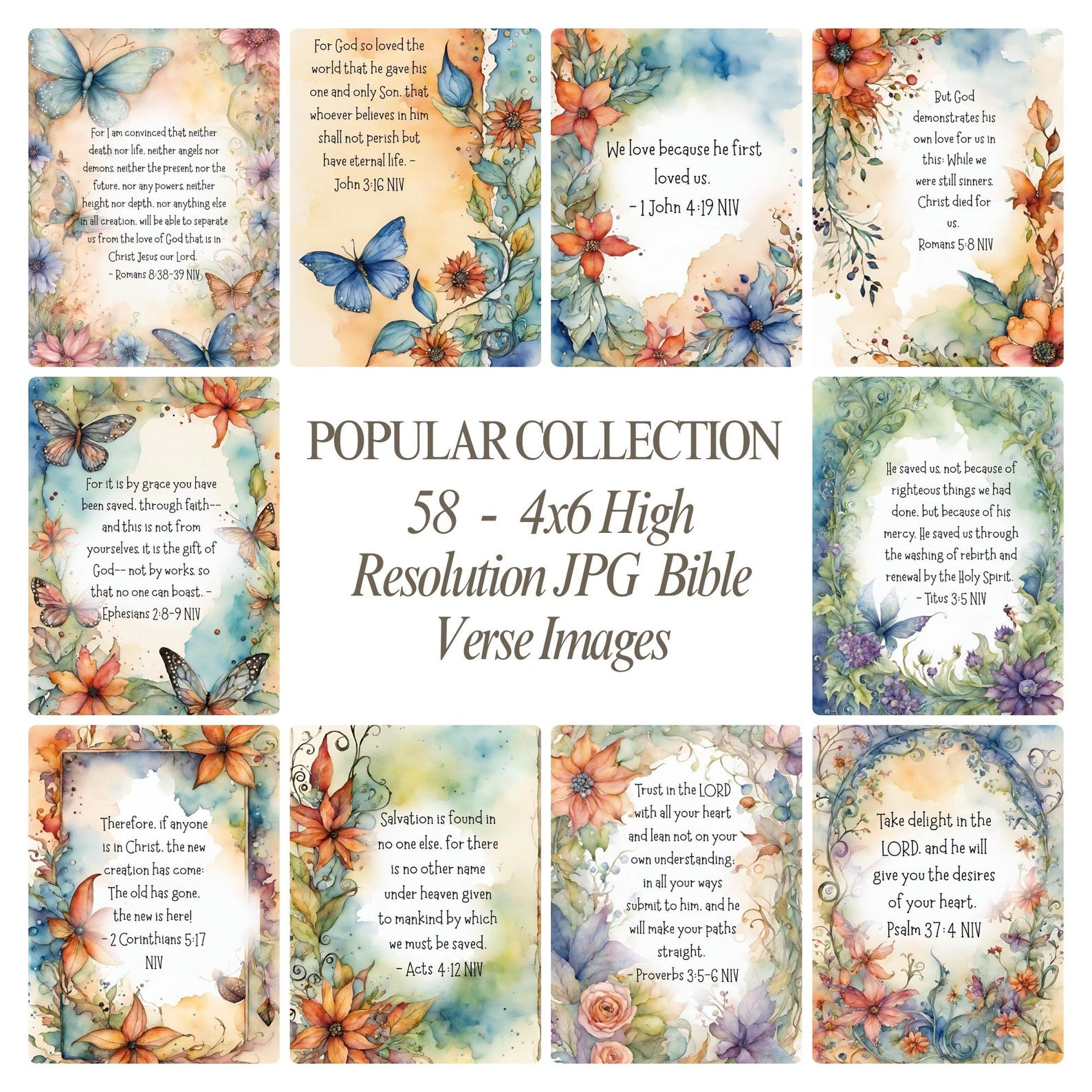 58 Popular Bible Verses | Christian Wall Collage Kit 4x6 | Scripture ...