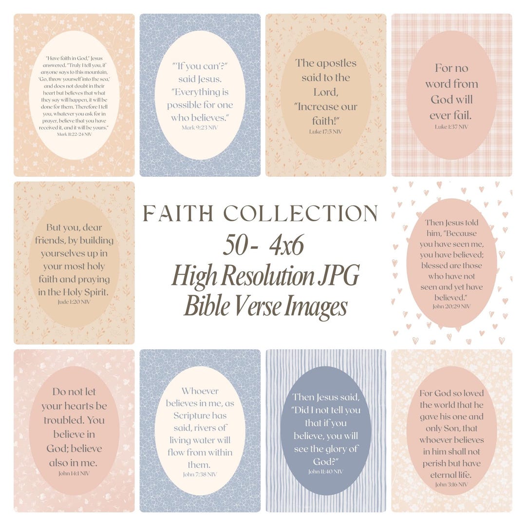 50 Faith Bible Verses Collage Kit | Christian Wall Collage 4x6 ...