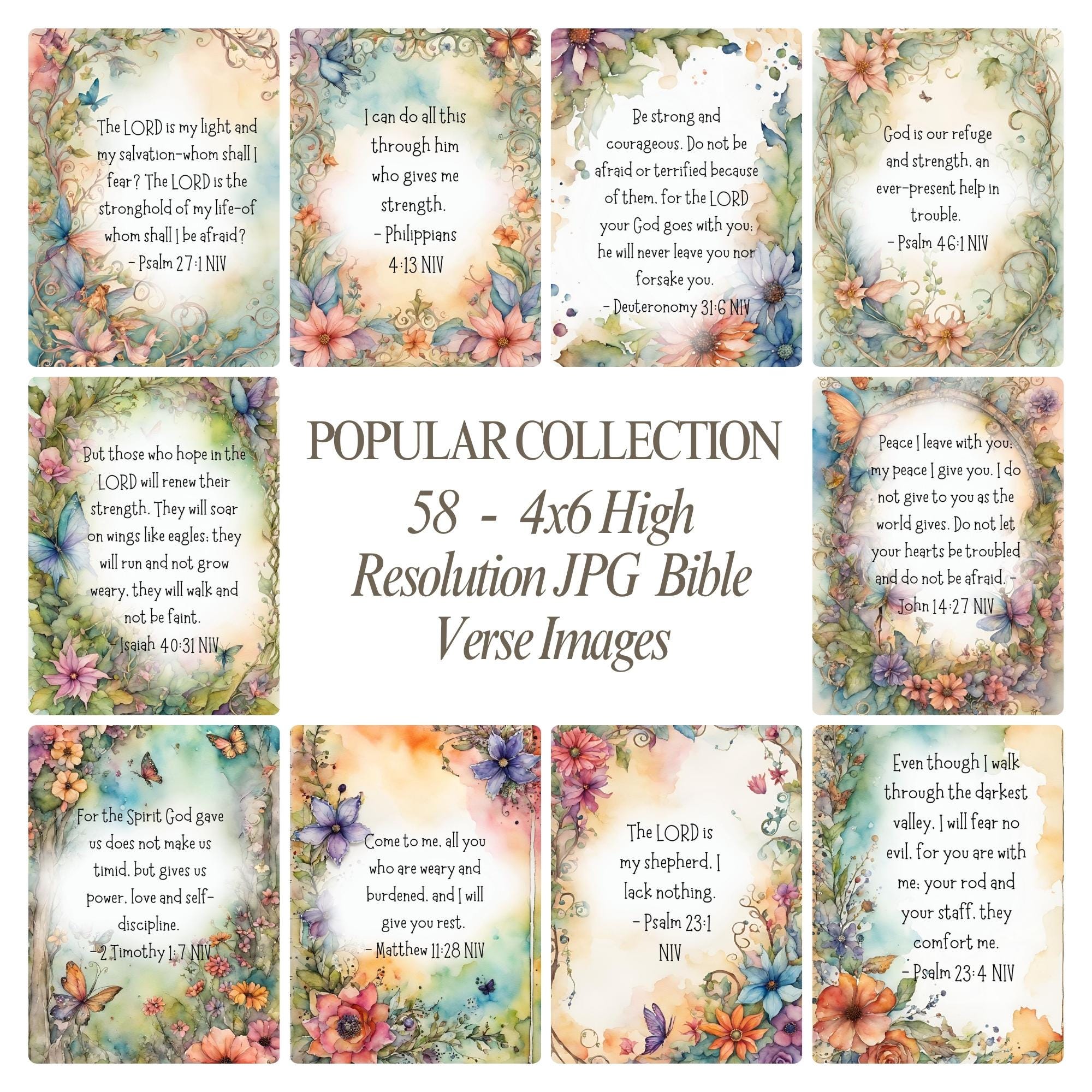 58 Popular Bible Verses | Christian Wall Collage Kit 4x6 | Scripture ...