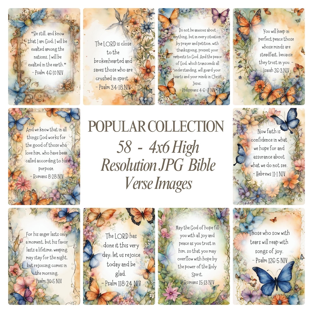 58 Popular Bible Verses | Christian Wall Collage Kit 4x6 | Scripture ...
