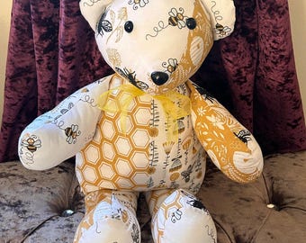 Handmade Cotton Fabric | Patchwork Teddy Bear Large