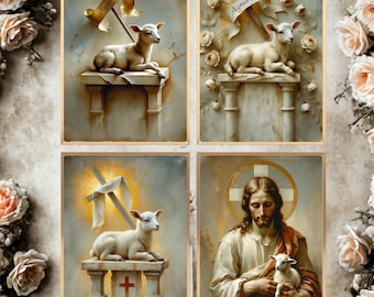 Lamb of God Jesus Bundle |  Wall Decor | Classical painting Christian Art Print Gift (Digital Download)