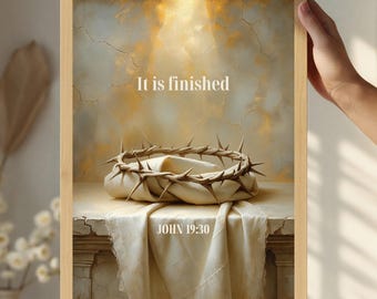 It is Finished, John Bible Verse Print, Christian Home Decor, Religious Wall Art