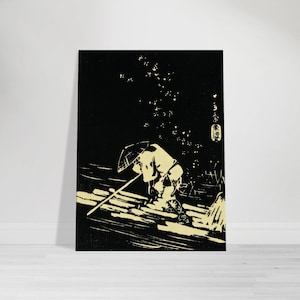 Flower River Rafter, Zen Canvas, Japanese Wall Art, Gift