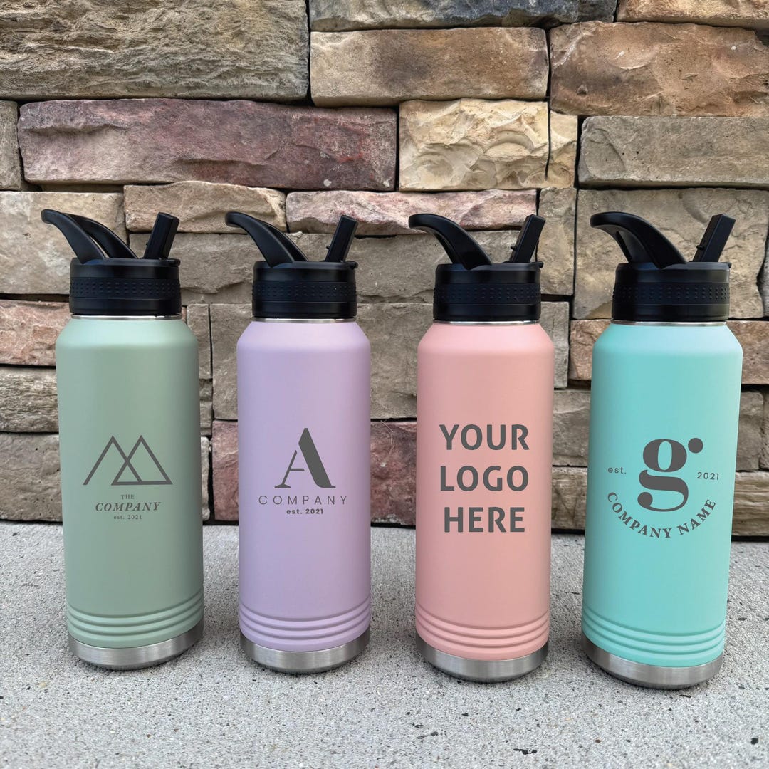 Custom Logo 32 Oz Water Bottle, Personalized Text Laser Engraved ...