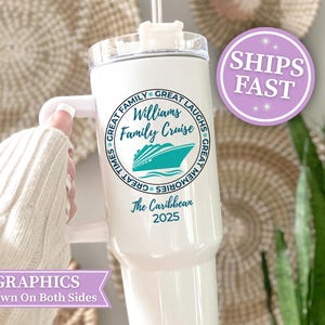 Personalized Cruise Vacation Tumbler, 40 oz Family Trip Tumbler, Birthday Cruise Gift, Custom Cruise Tumbler with Handle, Family Cruise Cup.