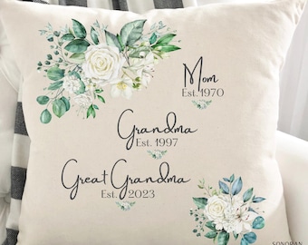 Great Grandma Pillow, Personalized Pillow Cover Grandma Gift, Mother’s Day Gift for Grandmother from Grandkids, Custom Great Grandma Gift.