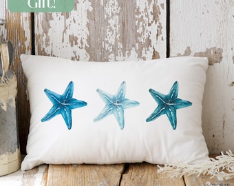 Starfish Throw Pillow, Beach Themed Home Decor, Summer Beach House Pillow, Coastal Pillow, Beach House Home Decor, Kitchen Pillow