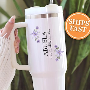 Personalized Abuela Tumbler, 40oz Abuela Tumbler Cup, 40 oz Abuela Tumbler with Handle, Custom Abuela Travel Mug, Abuela Travel Cup.