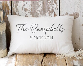 Custom Family Name Pillow, Personalized Wedding Gift for couple, Last Name Pillow, Keepsake Pillow, Lumbar Throw Pillow, Entryway Pillow
