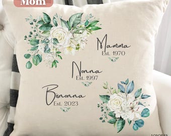 Bisnonna Pillow, Personalized Pillow Cover Nonna Gift, Italian Mom Gift for Grandmother from Grandkids, Great Grandma Mothers Day Gift.
