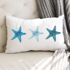 Starfish Throw Pillow, Beach Themed Home Decor, Summer Beach House Pillow, Coastal Pillow, Beach House Home Decor, Kitchen Pillow image 2