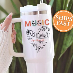 Music Teacher Tumbler 40 oz Personalized Tumbler for Music Teacher Gift Music Teacher Appreciation Gift Custom Music Teacher Travel Mug.