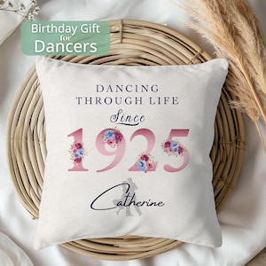 100th Birthday Gift, Happy 100th Birthday Pillow Cover, Dancing Grandma Birthday Gift, Born in 1925, Milestone Birthday Gift, Floral Pillow