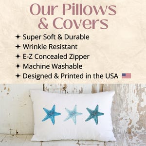 a pillow with three starfishs on it