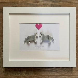 Origami personnalisé pour les amoureux des chiens husky. Cadeau unique pour la Saint-Valentin. Premier anniversaire de mariage. Cadeau d'anniversaire en papier pour couple.