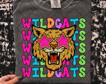 Preppy wildcats png wildcats sunglasses png wildcats school mascot png colorful wildcats png game day png game day football png school spiri