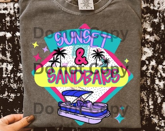 Sunset and sandbars png pontoon png lakin png bright lake png colorful lake png pontoon boat png lake life png 90s lake png retro lake p