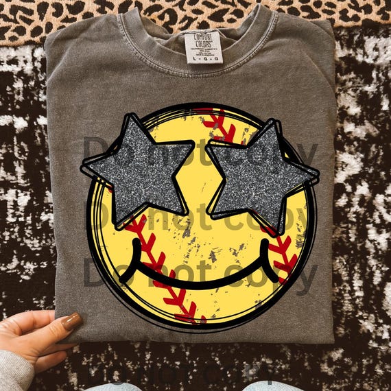 softball smile face glitter stars png png softball stars png digital download png softball mama softball shirt png preppy softball png distr