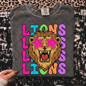 Preppy lions png lions sunglasses png lions school mascot png colorful lions png game day png game day football png school spirit png lion