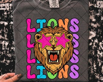 Preppy lions png lions sunglasses png lions school mascot png colorful lions png game day png game day football png school spirit png lion