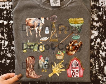 Farm collage png farm animal png farm animal shirt png farm animal digital download cow png chicken png farmer png barn png boys farm png