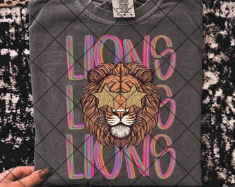 Preppy lions png lions glitter star png lions school mascot png colorful lions png game day png game day football png school spirit png lion