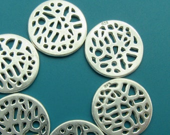 6 pcs Sterling Silver organic filigree charm (BSS177)