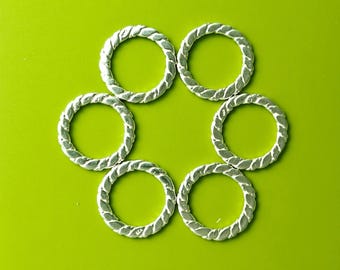 6 pcs 14mm Sterling Silver textured round link (BSS212-14)