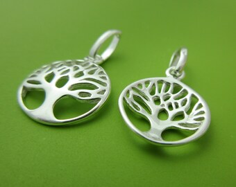 6 pc 12mm Sterling Silver tree filigree pendant charm (BSS178)