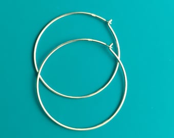 20 pcs (10 pairs) 30mm 21 gauge Sterling Silver hoop earwires (ESS505)