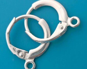 10 pcs (5 pairs) Sterling Silver Round Lever Back Ear Wires 13mm (ESS212)