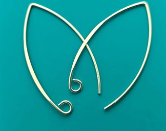 20 pcs (10 pairs) 31mm 21 gauge Sterling Silver Long Ear Wires  (ESS305)