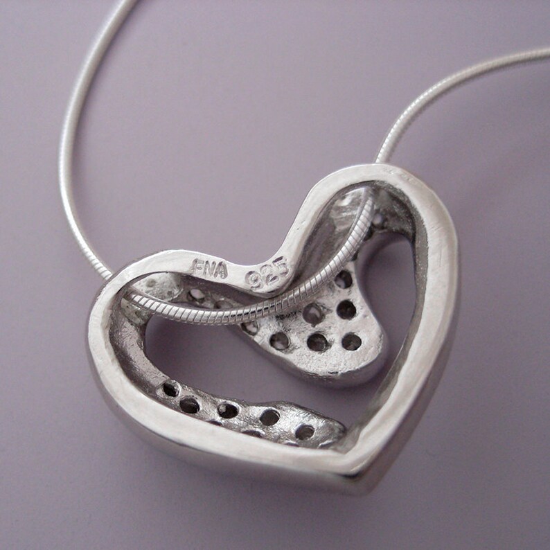 1 pc 21mm Sterling Silver fancy heart charm with cz BSS141