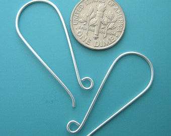 10 pcs (5 pairs) 36mm 19 gauge Sterling Silver jumbo size kidney earwires (ESS306)