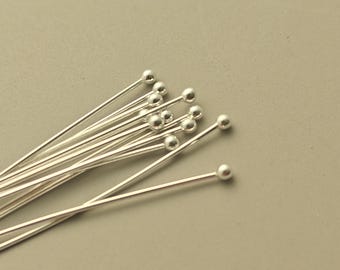 100 pcs 1 inch 24 gauge sterling silver head pin (PSS010)