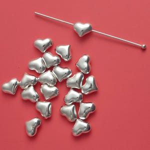 20 Stück 6 mm Sterling Silber Herz Perlen waagerecht mit Löcher (BSS304)