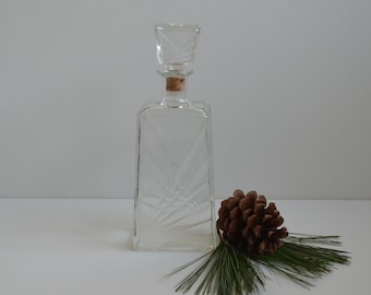 Vintage Art Deco Glass Liquor Decanter Sun Burst Whiskey  Mid Century Bar Ware Bar Accessories