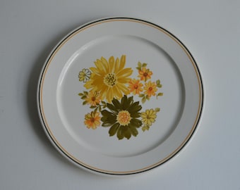 Vintage Mid Century Round Platter Daisy Floral