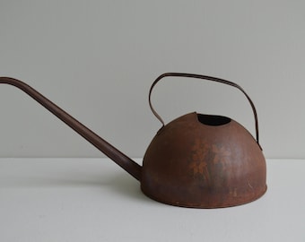 Vintage Ohio Art Co Metal Watering Can Rusty Weathered Patina Long Spout