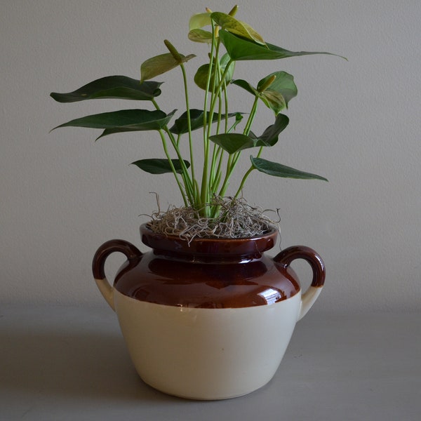 Vintage McCoy USA Pottery 342 Brown Glaze Bean Pot Crock No Lid Ovenproof Stoneware Planter Primitive Farmhouse Rustic Decor Garden Storage