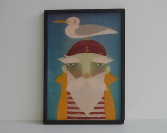 Framed Ryan Fowler Fisherman VIII Print On Wood Nautical